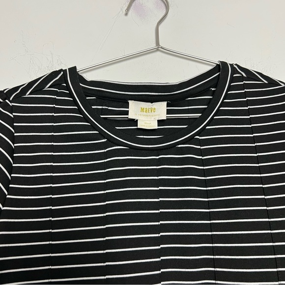 Anthropologie MAEVE Corset Peplum Black and White Striped Top Preppy M - Picture 3 of 13